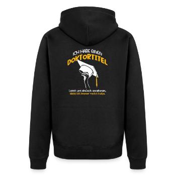 Doktor Doktortitel Doktorhut Doktorand Geschenk - Unisex Premium Bio Zip Hoodie - Schwarz - Hinten - Nico (187cm)