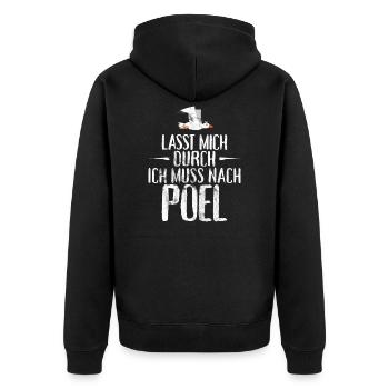 Lasst mich durch ich muss nach Poel Möwe - Unisex Premium Bio Zip Hoodie - Schwarz - Hinten - Nico (187cm)