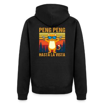 Pistols Cat Retro Vintages Cool Cats - Unisex Premium Organic Zip Hoodie - black - Back - Nico (187cm)