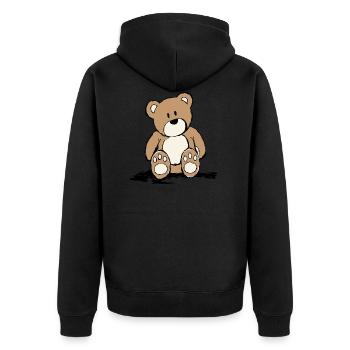 Teddy sitzend - Unisex Premium Bio Zip Hoodie - Schwarz - Hinten - Nico (187cm)