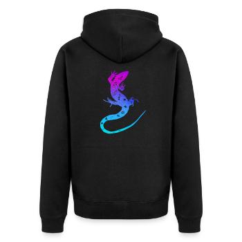 Lizard Lizard Gecko Reptile Iguana Salamander - Unisex Premium Organic Zip Hoodie - black - Back - Nico (187cm)