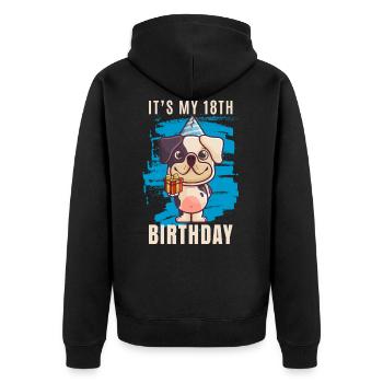 18th birthday - Unisex Premium Organic Zip Hoodie - black - Back - Nico (187cm)