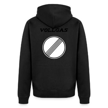 Vollgas Verkehrschild T-Shirt - Unisex Premium Bio Zip Hoodie - Schwarz - Hinten - Nico (187cm)