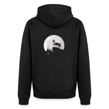 Cardigan Welsh Corgi Corgie Chiens Cadeau lune - Veste à capuche bio Premium Unisexe - noir - Dos - Nico (187cm)