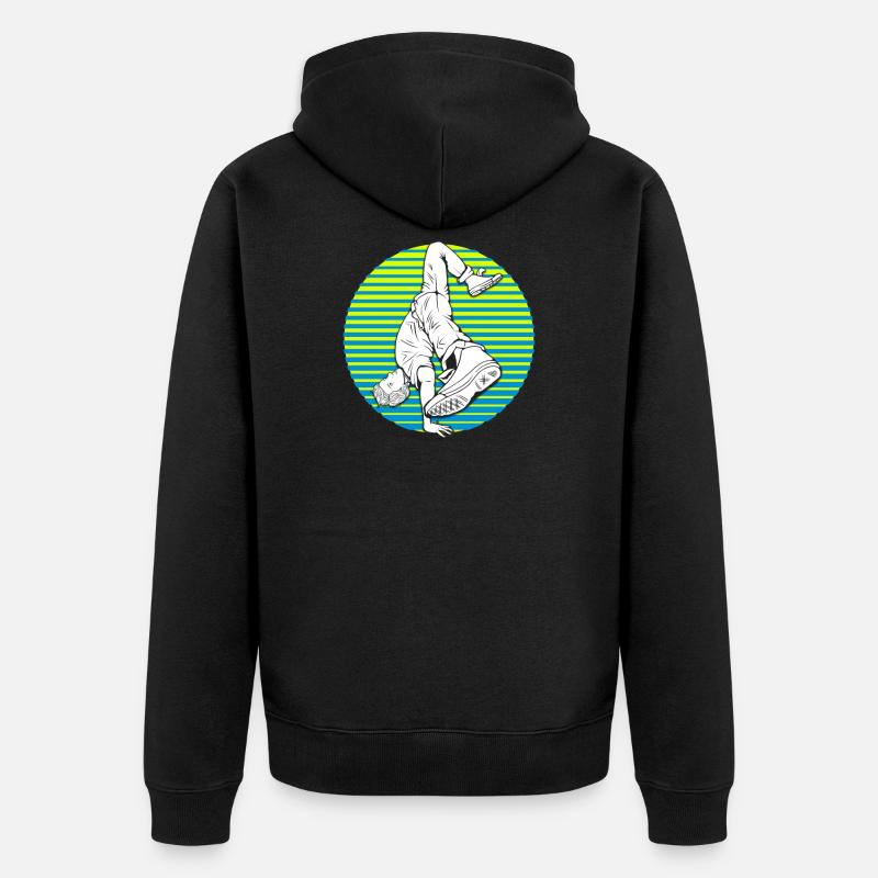 Breakdance Breakdancer Silhouette Geschenk - Unisex Premium Bio Zip Hoodie - Schwarz