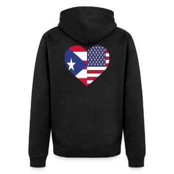Porto Rico design de drapeau de coeur pour Boricua USA - Veste à capuche bio Premium Unisexe - noir - Dos - Nico (187cm)