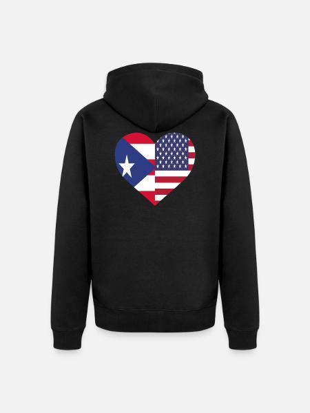 Puerto Rico Flagge Herz Design für Boricua USA - Ekologisk premiumluvjack unisex - svart