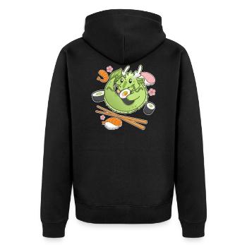 Chibi Dragon Sushi - Veste à capuche bio Premium Unisexe - noir - Dos - Nico (187cm)