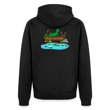 Frog in the pond design for frog fans and - Unisex Premium Organic Zip Hoodie - black - Back - Nico (187cm)