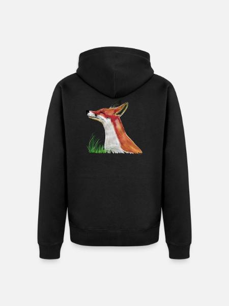 The little fox - Unisex Premium Organic Zip Hoodie - black