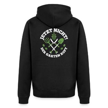 Garten - Unisex Premium Bio Zip Hoodie - Schwarz - Hinten - Nico (187cm)