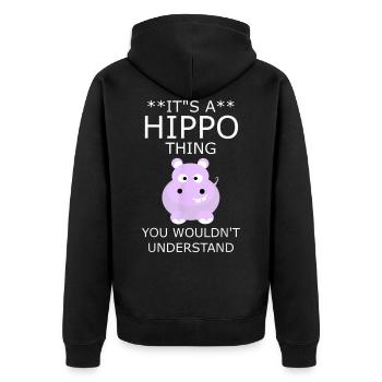 Hippo, cadeau drôle de T-shirt d'hippopotame - Veste à capuche bio Premium Unisexe - noir - Dos - Nico (187cm)