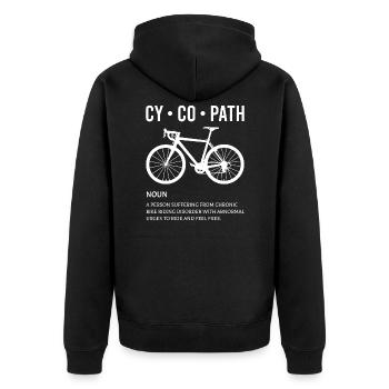 Cycopath - Unisex Premium Bio Zip Hoodie - Schwarz - Hinten - Nico (187cm)
