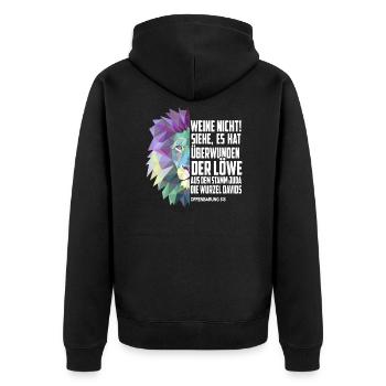 Jesus Löwe Bibel Christen T-Shirt Geschenk Psalm - Unisex Premium Bio Zip Hoodie - Schwarz - Hinten - Nico (187cm)