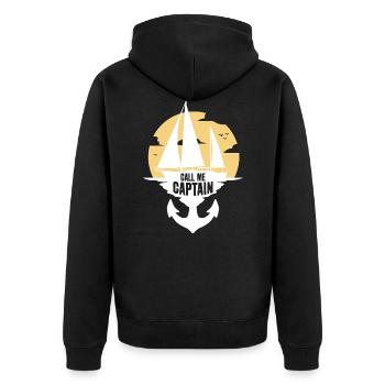 CALL ME CAPTAIN - Unisex Premium Bio Zip Hoodie - Schwarz - Hinten - Nico (187cm)