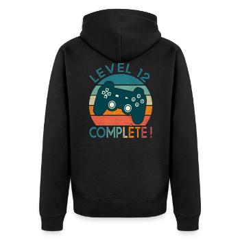Level 12 birthday geek gift 12 years gamer - Unisex Premium Organic Zip Hoodie - black - Back - Nico (187cm)
