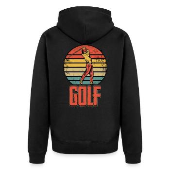 Golf Vintage Golfeur Design Coloré - Veste à capuche bio Premium Unisexe - noir - Dos - Nico (187cm)