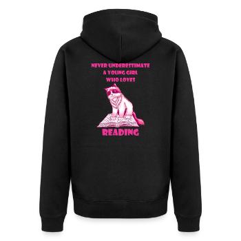 Buchliebhaberin Leserin Buch Lesen Bücher Mädchen - Unisex Premium Bio Zip Hoodie - Schwarz - Hinten - Nico (187cm)