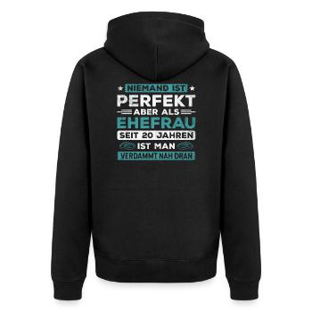 Hochzeitstag Jubiläum Verheiratet Ehe Ehefrau - Unisex Premium Bio Zip Hoodie - Schwarz - Hinten - Nico (187cm)