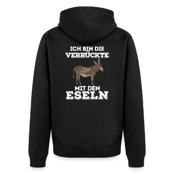 Esel Verrückte Bauernhof lustig Geschenk humor - Unisex Premium Bio Zip Hoodie - Schwarz - Hinten - Nico (187cm)