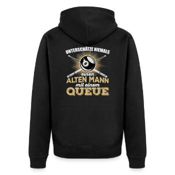 Billard Herren Pool Snooker Spruch Alter Mann pool - Unisex Premium Bio Zip Hoodie - Schwarz - Hinten - Nico (187cm)
