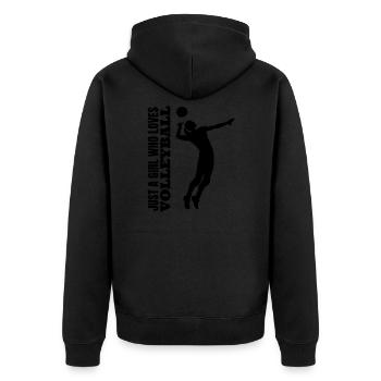 Beachvolleyball Volleyball Volleyballerin Mädchen - Unisex Premium Bio Zip Hoodie - Schwarz - Hinten - Nico (187cm)