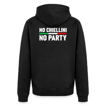 CHIELLINI ITALIEN ITALIENISCHE FLAGGE FUSSBALL - Unisex Premium Bio Zip Hoodie - Schwarz - Hinten - Nico (187cm)