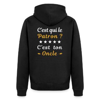 C'est qui le Patron ? C'est ton Oncle - Veste à capuche bio Premium Unisexe - noir - Dos - Nico (187cm)