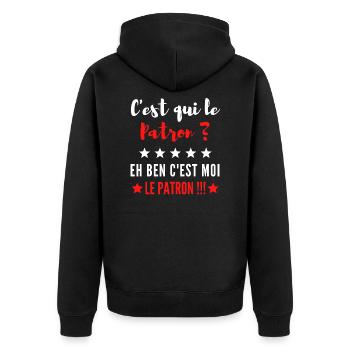 C'est qui le Patron ? eh ben c'est moi le Patron ! - Veste à capuche bio Premium Unisexe - noir - Dos - Nico (187cm)
