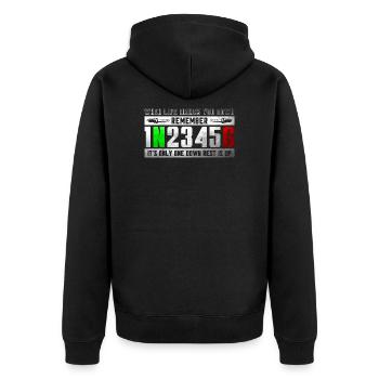 1N23456 Motorradschaltung Motorrad Biker Geschenk - Unisex Premium Bio Zip Hoodie - Schwarz - Hinten - Nico (187cm)