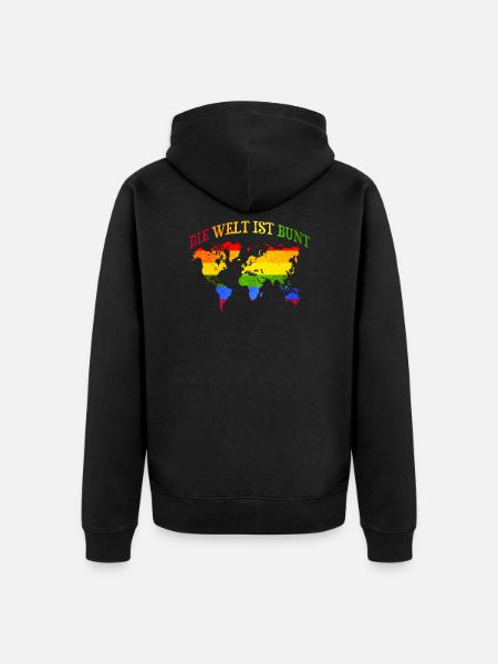 Bunte Welt Regenbogen LGBTQ Gay Pride Geschenk - Unisex Premium Bio Zip Hoodie - Schwarz