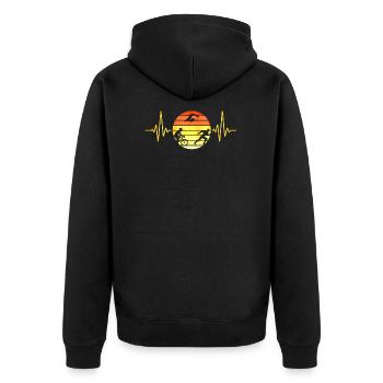 Triathlon Triathlet Herzschlag Motiv - Unisex Premium Bio Zip Hoodie - Schwarz - Hinten - Nico (187cm)