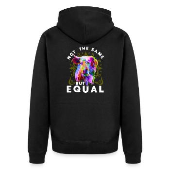 Not The Same But Equal Vegan Veganismus Geschenk - Unisex Premium Bio Zip Hoodie - Schwarz - Hinten - Nico (187cm)