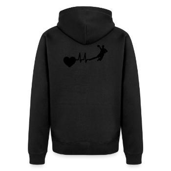 Handball ECG Handball Handball battement de cœur - Veste à capuche bio Premium Unisexe - noir - Dos - Nico (187cm)