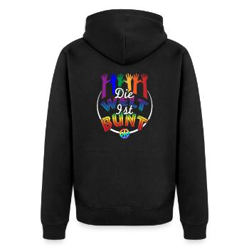 LGBTQIA Gleichberechtigung Geschlechter - Unisex Premium Bio Zip Hoodie - Schwarz - Hinten - Nico (187cm)