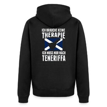 Therapie Teneriffa Reise Urlaub Spruch Erholung - Unisex Premium Bio Zip Hoodie - Schwarz - Hinten - Nico (187cm)