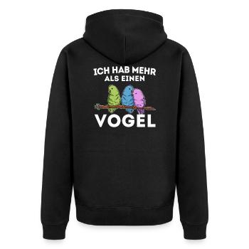 Vogel bescheuert Spruch Haustiere - Unisex Premium Bio Zip Hoodie - Schwarz - Hinten - Nico (187cm)