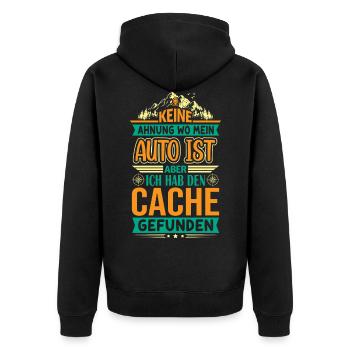 Geocacher Geocaching Hobby Natur - Unisex Premium Bio Zip Hoodie - Schwarz - Hinten - Nico (187cm)