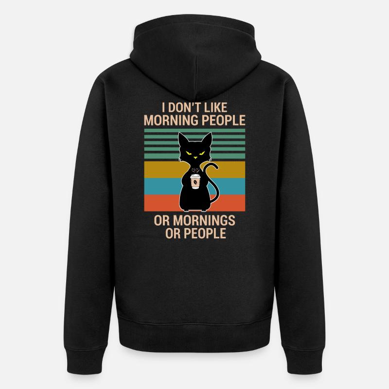 Je ne like morning people chat café matin - Veste à capuche bio Premium Unisexe - noir