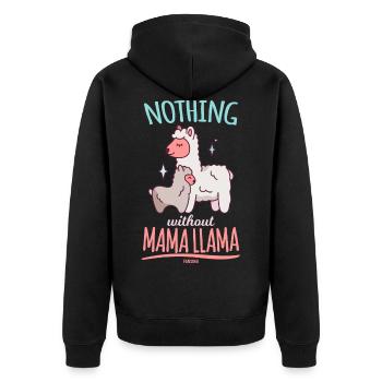 Mama Lama Alpaka Baby Kinder - Unisex Premium Bio Zip Hoodie - Schwarz - Hinten - Nico (187cm)