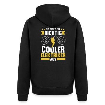 Elektriker Elektroniker Handwerker Geschenk - Unisex Premium Bio Zip Hoodie - Schwarz - Hinten - Nico (187cm)