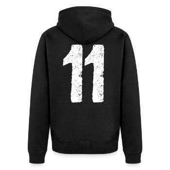 11 nombre vintage - Veste à capuche bio Premium Unisexe - noir - Dos - Nico (187cm)