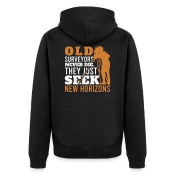Old Surveyors Never The Tripod Grandpa Land - Unisex Premium Organic Zip Hoodie - black - Back - Nico (187cm)