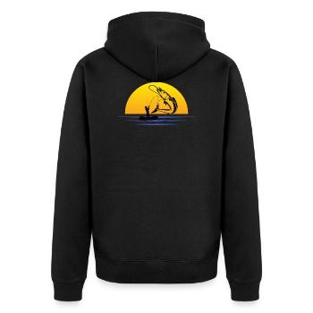 Angler Angeln Angelhaken Retro Fischen Angel - Unisex Premium Bio Zip Hoodie - Schwarz - Hinten - Nico (187cm)