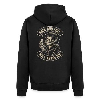 Rock n Roll - Rockabilly - Unisex Premium Organic Zip Hoodie - black - Back - Nico (187cm)