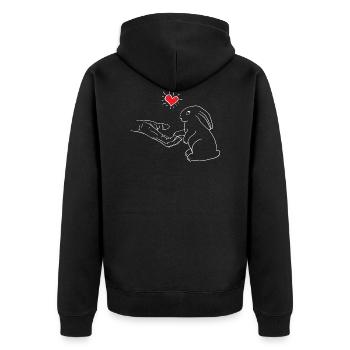 Kaninchen Human Love Design für Kaninchenliebhaber - Unisex Premium Bio Zip Hoodie - Schwarz - Hinten - Nico (187cm)