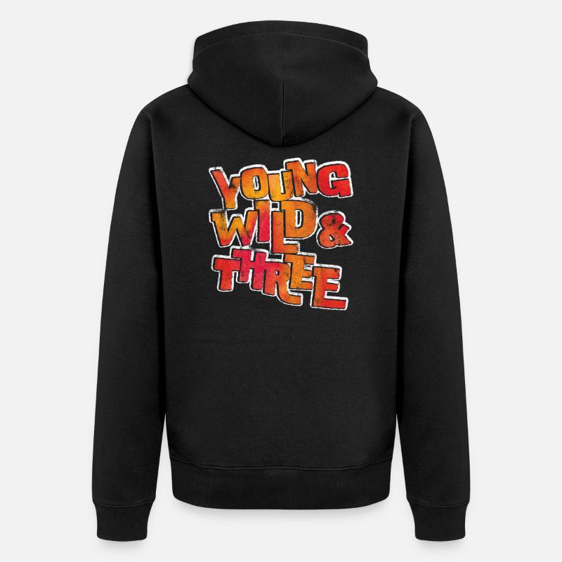 Young Wild Three 3 Compleanno 4 - Felpa con cappuccio ecologica premium unisex - nero