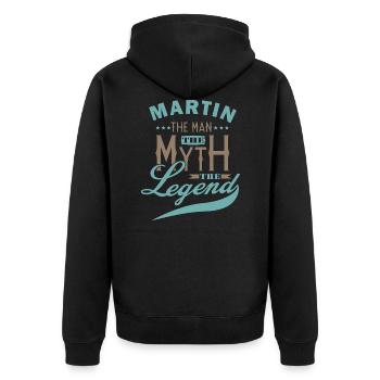 Martin tshirt personnalisé prénom martin - Veste à capuche bio Premium Unisexe - noir - Dos - Nico (187cm)
