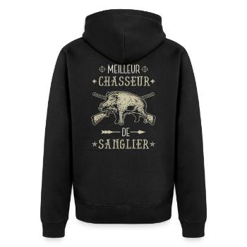 meilleur chasseur de sanglier chasse vintage - Veste à capuche bio Premium Unisexe - noir - Dos - Nico (187cm)