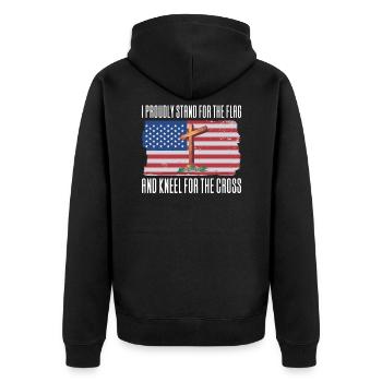 Drapeau des États-Unis Croix de Jésus - Veste à capuche bio Premium Unisexe - noir - Dos - Nico (187cm)